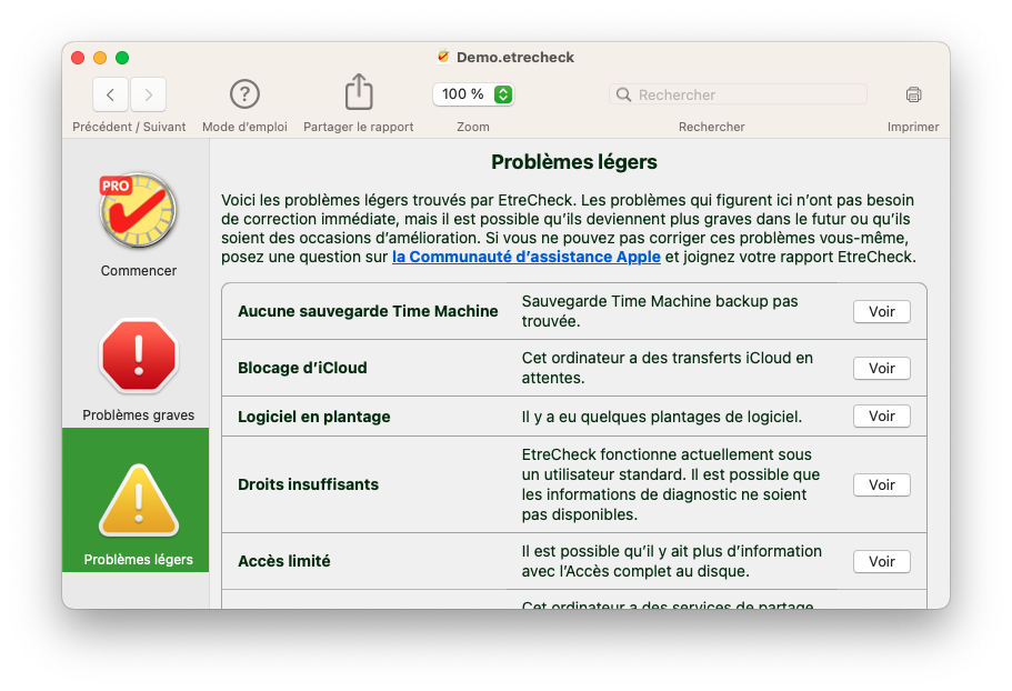Cherchez des problèmes légers